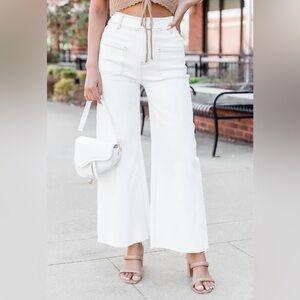 Pink Lily Heard a Rumor White Wide Leg Pants